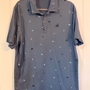 Travis Mathew Blue Polo Shirt with Pattern